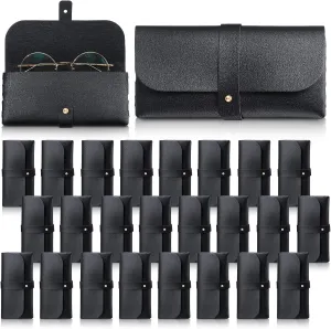 Nuogo 30 Pack Eyeglass Case Soft Glasses Case Studded Sunglasses Pouch Portable PU Leather Bag for Women Men
