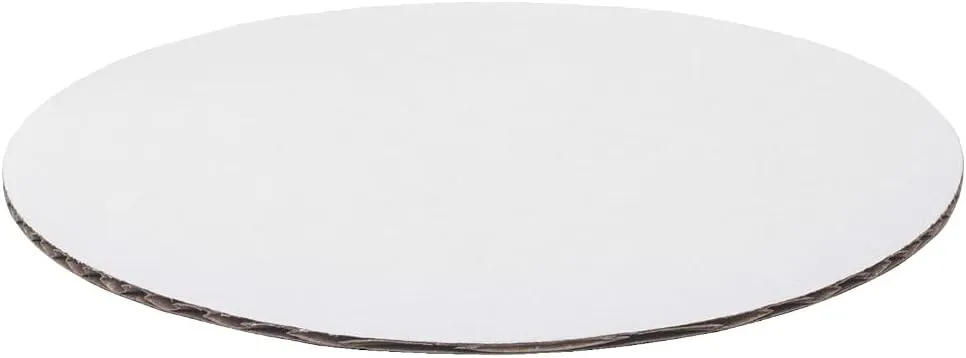 O'CREME White-Top Round Corrugated Circle Cake Board Disposable Cake Plate Platter 16 Inch Diameter, Pack of 10