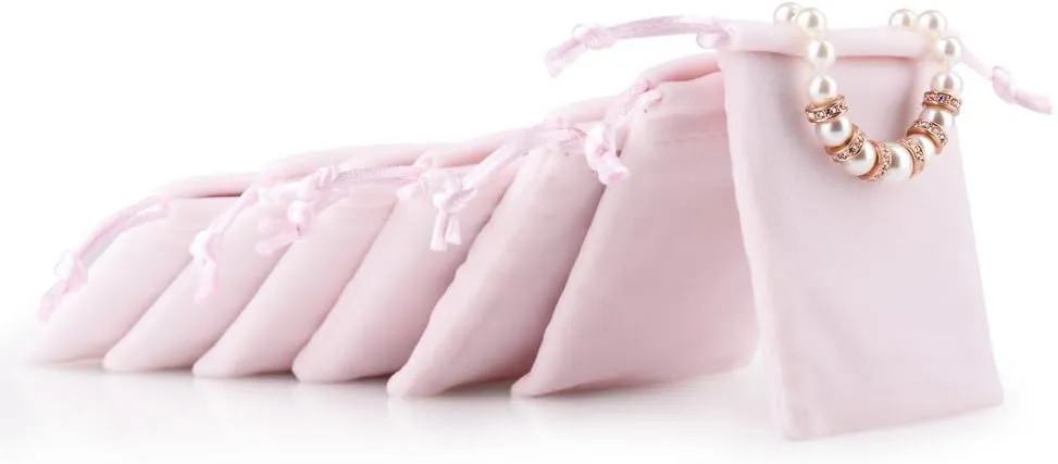Oirlv Velvet Drawstring Pouches Travel Drawer Organizer Pouch Christmas,Wedding Party Favor Gift Bags (50Pack,Pink)