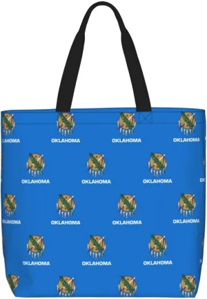 Oklahoma State Flag Duty Reusable Shopping One-Shoulder Bags – Large Tote Bags Are Foldable