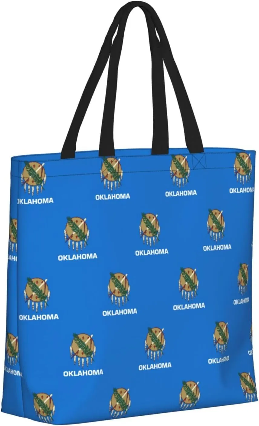 Oklahoma State Flag Duty Reusable Shopping One-Shoulder Bags – Large Tote Bags Are Foldable