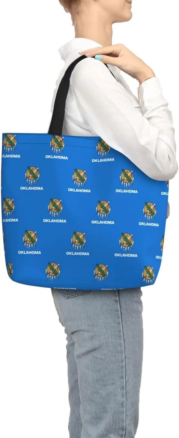 Oklahoma State Flag Duty Reusable Shopping One-Shoulder Bags – Large Tote Bags Are Foldable