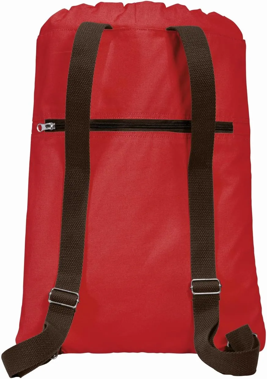 Ole Miss Drawstring Backpack RICH CANVAS University of Mississippi Cinch Bag (Red)