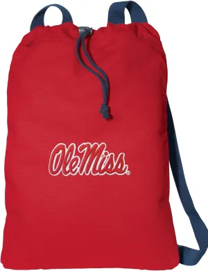 Ole Miss Drawstring Backpack RICH CANVAS University of Mississippi Cinch Bag (Red)