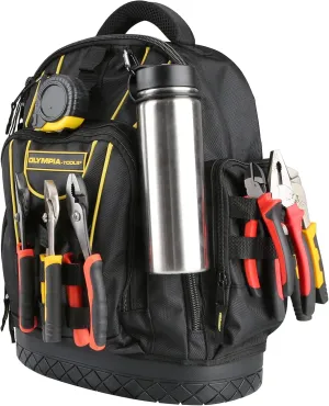 Olympia Tools Tool Backpack, Moulded Waterproof Base, Padded Shoulder Straps, Breathable Padded Back for Comfort