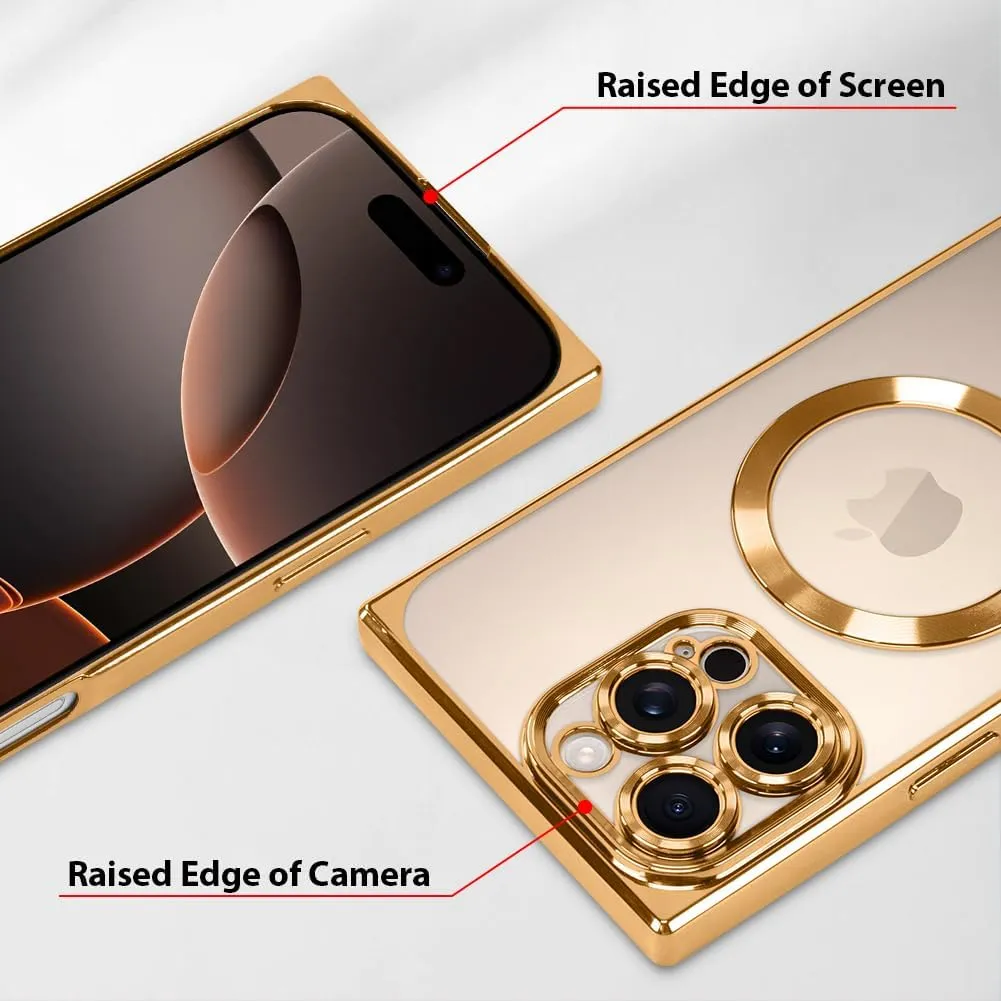 OOK Magnetic Case Made for iPhone 16 Pro (Compatible with MagSafe) Clear Phone Cover with Screen Protector Soft TPU Anti-Scratch Shockproof Protective Case for Women Men - Desert Titanium