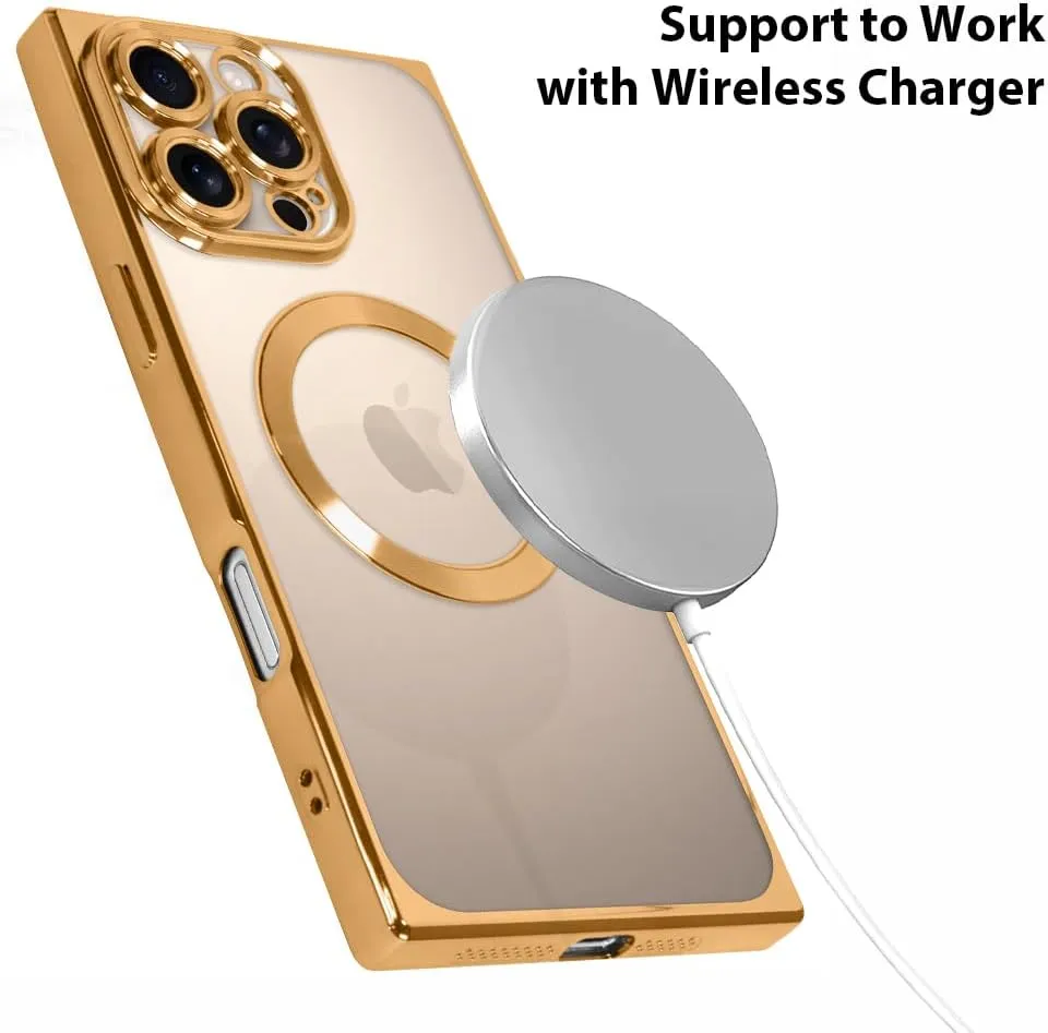 OOK Magnetic Case Made for iPhone 16 Pro (Compatible with MagSafe) Clear Phone Cover with Screen Protector Soft TPU Anti-Scratch Shockproof Protective Case for Women Men - Desert Titanium