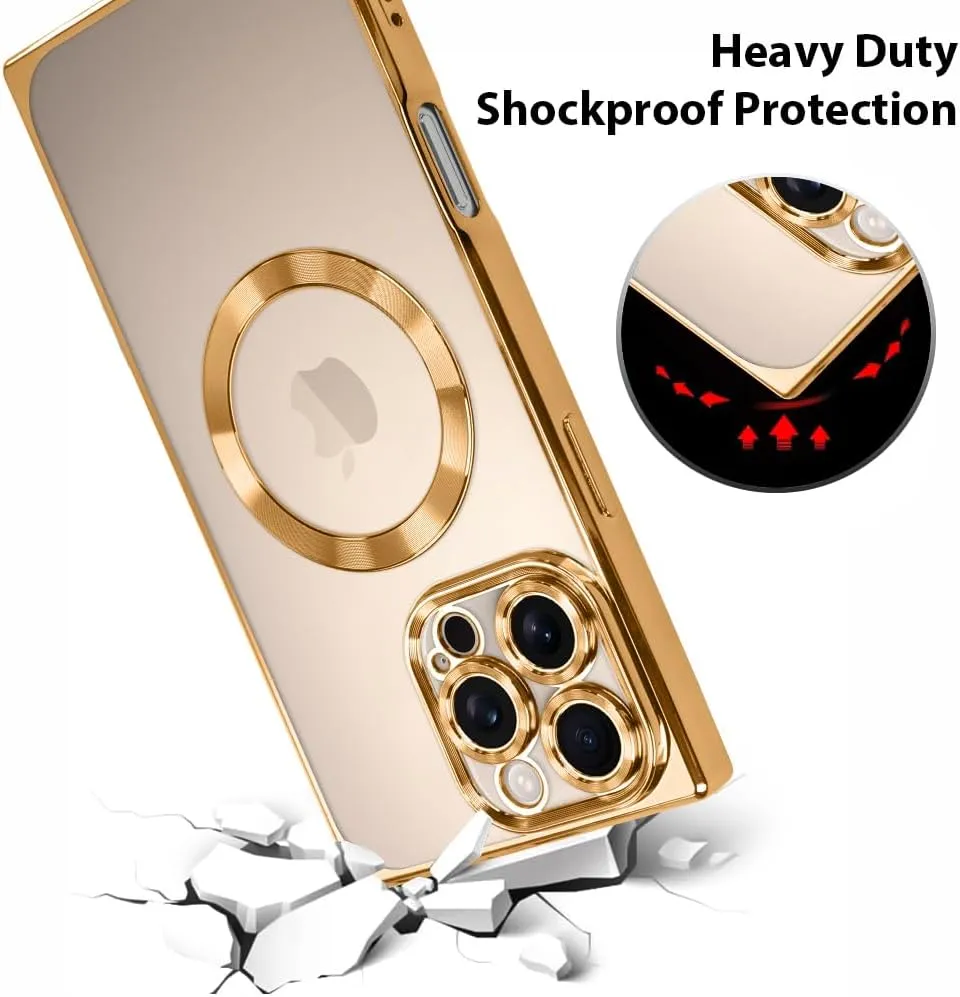 OOK Magnetic Case Made for iPhone 16 Pro (Compatible with MagSafe) Clear Phone Cover with Screen Protector Soft TPU Anti-Scratch Shockproof Protective Case for Women Men - Desert Titanium