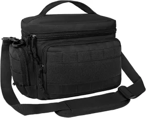 opux Tactical Lunch Box for Men, Black Mens Insulated Lunch Bag for Adult, Leakproof Soft Lunch Cooler with MOLLE Mesh Side Pockets, Multicam Heavy Duty Lunchbox Pail for Work Women, Medium 10 Cans