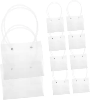 ORFOFE 10Pcs Clear Decorative Flower Bouquet Packaging Bags Durable Plastic Handbag present Bags for Flowers Creative Present Wrapping for Parties Weddings and Special Occasions