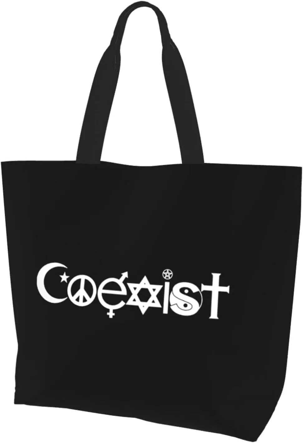 Original Coexist Symbols Women'S Lightweight Canvas Handbag Reusable Shopping Bag