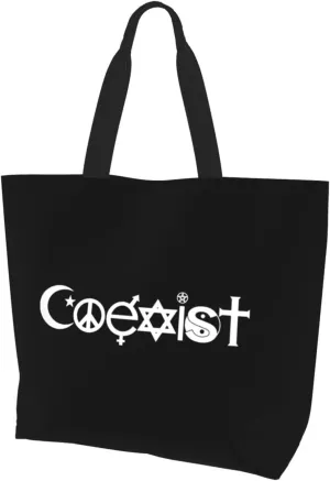 Original Coexist Symbols Women'S Lightweight Canvas Handbag Reusable Shopping Bag
