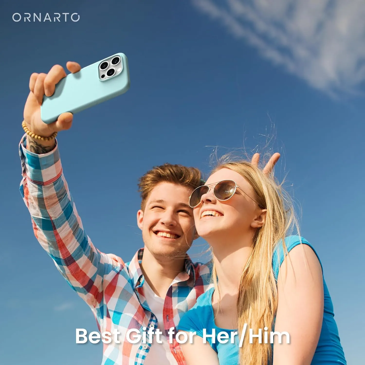 ORNARTO Compatible with iPhone 15 Pro Case 6.1", Liquid Silicone 3 Layers Full Covered Soft Gel Rubber Cover, Shockproof Protective Slim Phone Case with Anti-Scratch Microfiber Lining-Aqua Blue