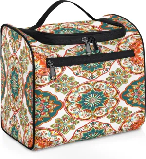 OSAM SPACE Floral Mandala Hanging Toiletry Bag for Women Men, Boho Flower Large Capacity Travel Cosmetic Bag Makeup Organizer for Shampoo Bathroom Shower