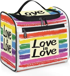 OSAM SPACE Rainbow Stripes Hanging Toiletry Bag for Women Men, Lgbt Large Capacity Travel Cosmetic Bag Makeup Organizer for Shampoo Bathroom Shower