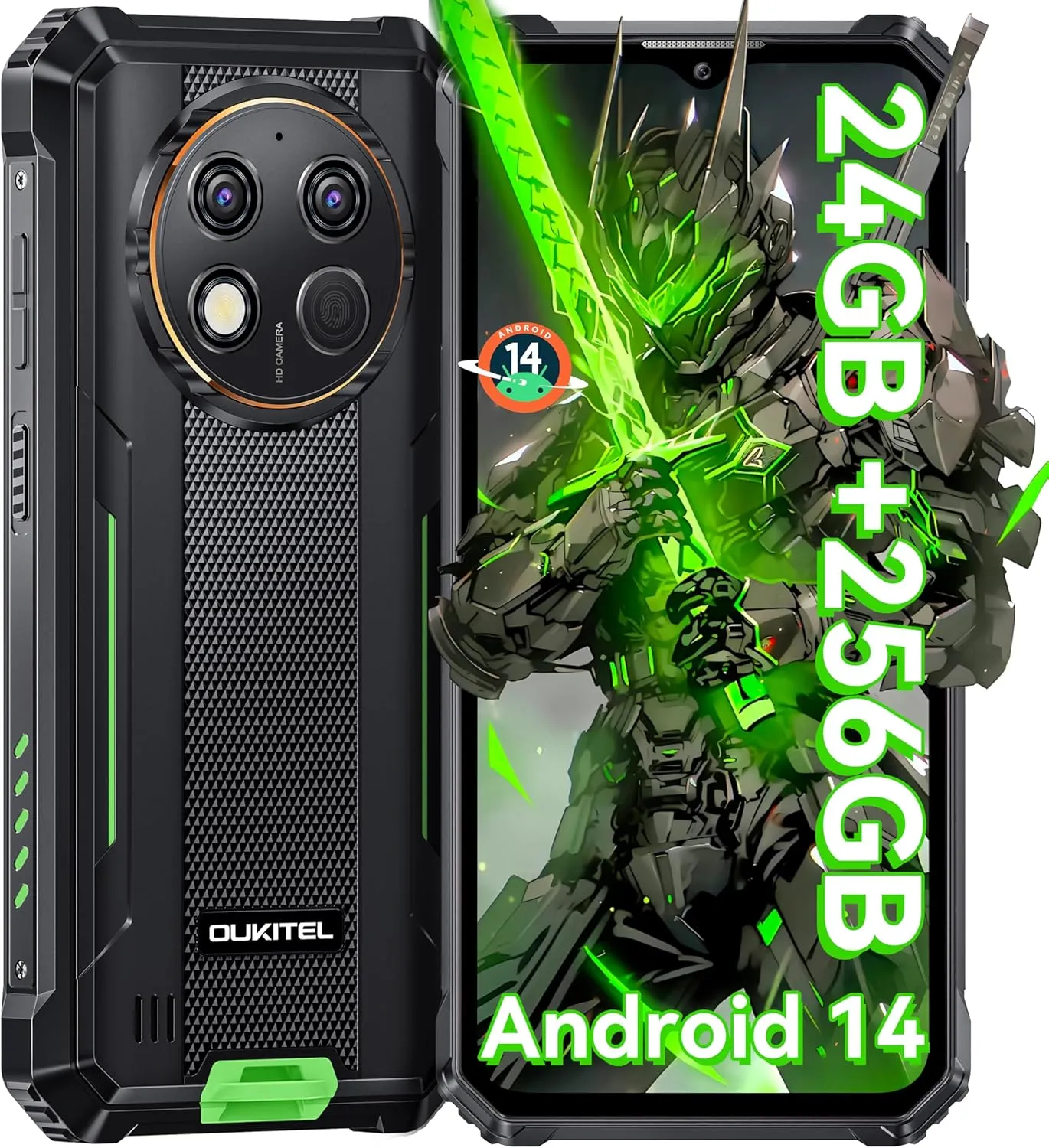 OUKITEL G1 Rugged Smartphone Unlocked - 24 256GB/1TB Android 14 Rugged Cellphones, 6.52” HD Display IP68/IP69K 10600mAh Battery 48MP Rear Camera Waterproof Phone, Fingerprint/Dual Sim/NFC 2025