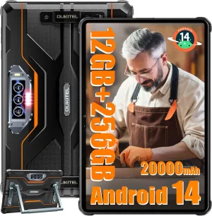 OUKITEL RT8 Android 14 Rugged Tablet - 11 inch Octa-Core MTK Helio G99 Waterproof Tablets with Folding Stand, 20000mAh 12GB RAM 256GB ROM/1TB 48MP 32MP Camera Tablet PC, IP68&IP69K/TÜV/Dual SIM 4G LTE