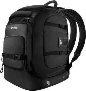 OutdoorMaster Ski Boot Bag, 65L Waterproof Ski Snowboard Boots Shoulder Pad Skiing Backpack for Helmets, Goggles Men & Women
