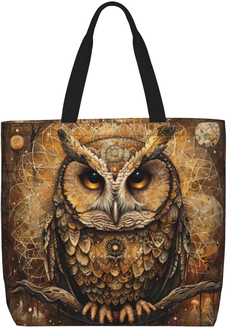 Owl Beliefs Print Tote Bag For Women Shoulde Bag Handbag Reusable Grocery Bags For Office,Shopping,Travel