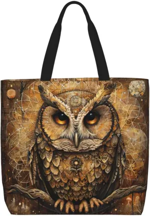 Owl Beliefs Print Tote Bag For Women Shoulde Bag Handbag Reusable Grocery Bags For Office,Shopping,Travel