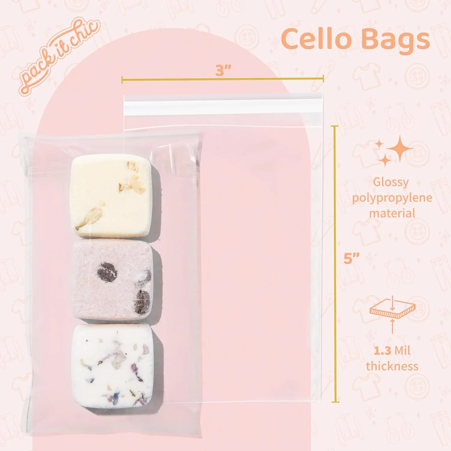Pack It Chic - 3” X 5” (1000 Pack) Clear Resealable Cello Bags - Fits 3X5 Prints & Photos - Self Seal