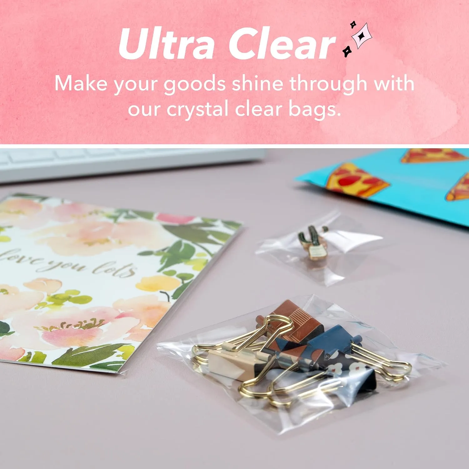 Pack It Chic - 4” X 6” (1000 Pack) Clear Resealable Cello Poly Bags - Fits 4X6 Prints, Photos, A1 Cards, Envelopes - Self Seal