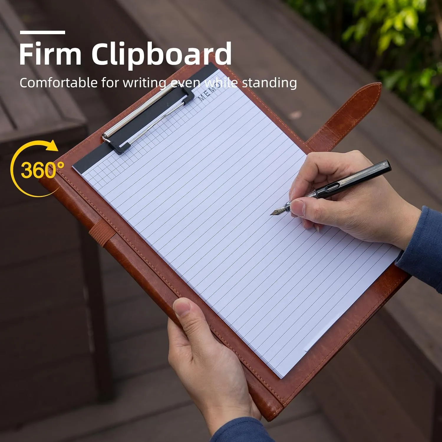 Padfolio Portfolio Leather Binder, Interview Legal Document Organizer, Padfolio Clipboard Folder, Business Card Holder Included 2pcs Letter Sized Writing Pad (Brown)
