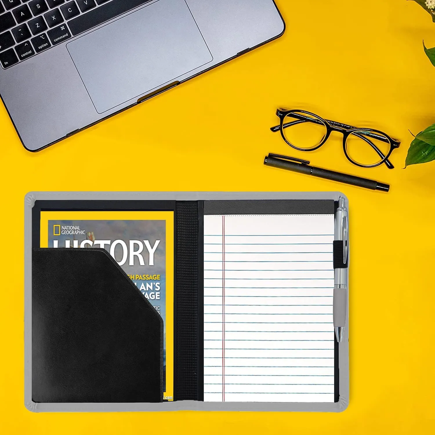 Padfolio/Portfolio Binder, Mini Padfolio Portfolio Binder 5 x 8 Legal Writing Pad, A5 Document Organizer Folder for Men Women, Gray