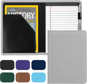 Padfolio/Portfolio Binder, Mini Padfolio Portfolio Binder 5 x 8 Legal Writing Pad, A5 Document Organizer Folder for Men Women, Gray