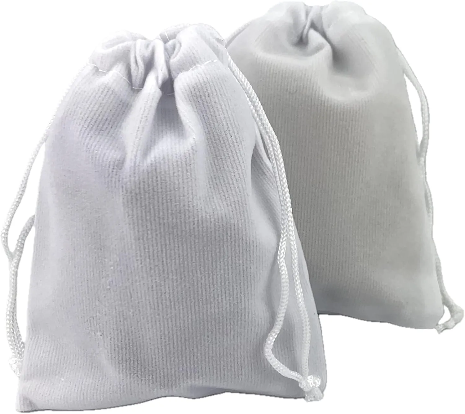 Palmhomee Pack of 48 3.6x4.8 Inch Velvet Drawstring Bags Gift Bag Velvet Pouch For Jewelry Wedding and Party Favor (White)