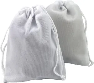 Palmhomee Pack of 48 3.6x4.8 Inch Velvet Drawstring Bags Gift Bag Velvet Pouch For Jewelry Wedding and Party Favor (White)