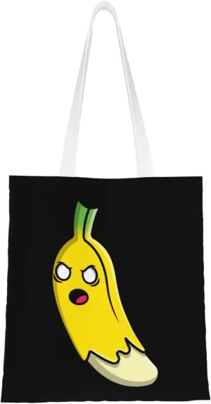 Panic Banana Tote Bag for Women Canvas Shopping Bags Reusable Large Capacity Casual Shoulder Handbags Grocery Bags DIY Gift Bags