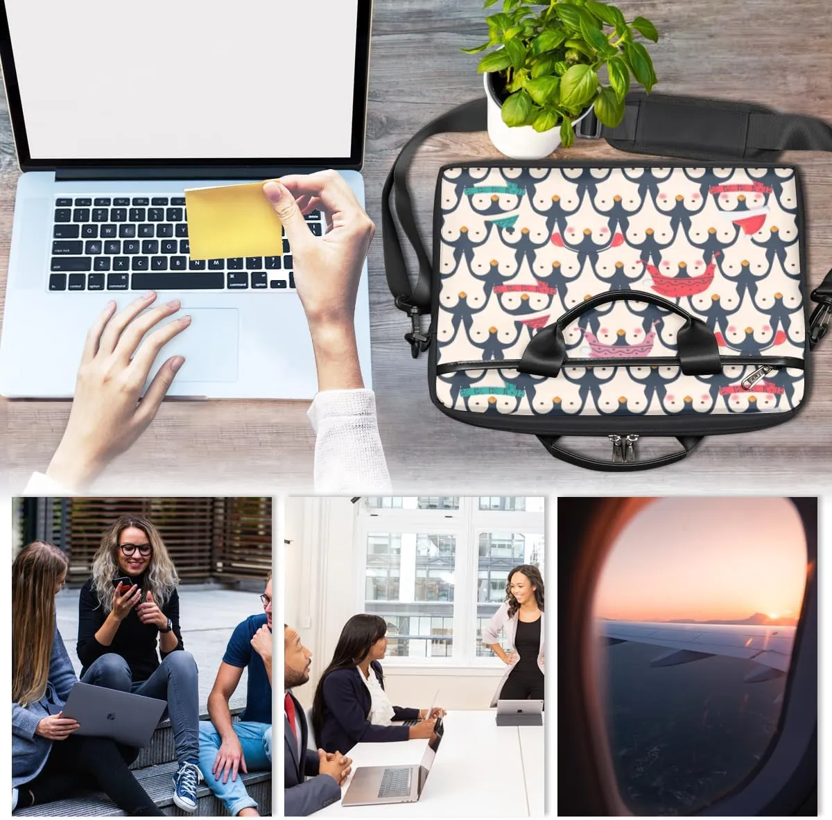 Paris Butterflys Laptop Bag for Men Women 13-15 Inch Case Bags Sleeve Shoulder with Anti Slip Removable The Pad Straps
