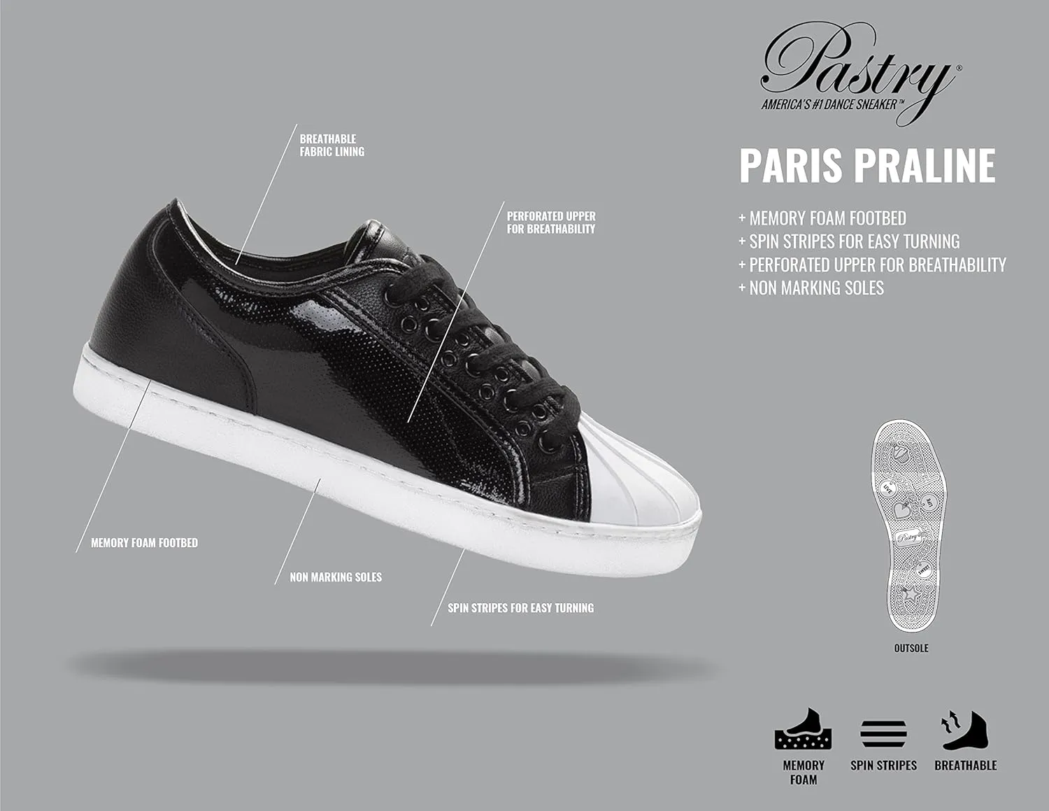 Pastry Unisex Fashion Sneakers – Glossy, Paris Praline Style, Black & White