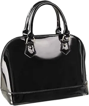 Patent Leather Dome Satchel Purse Zip-around Handbag Multi-Pocket Shoulder Bag Shiny Large Top-handle Shell Bag