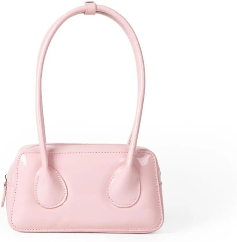 Patent Leather Shoulder Bag for Women Top Handle Bag Cute Versatile Satchel Handbag Purses Aesthetic Underarm Bag
