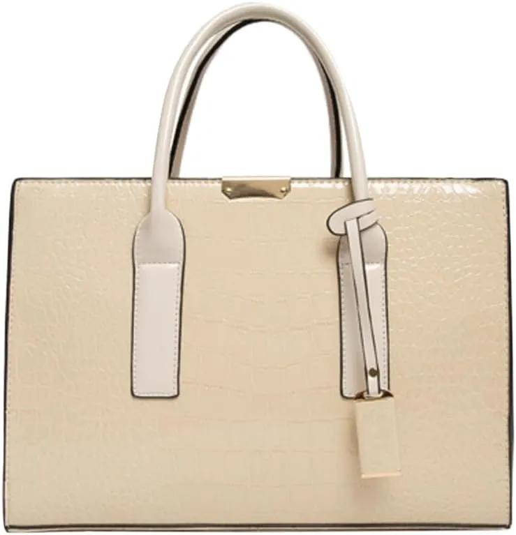 Patent Leather Tote Purse for Women Crocodile Print Glossy Shoulder Handbag Work Top-handle Satchel Crossbody Bag