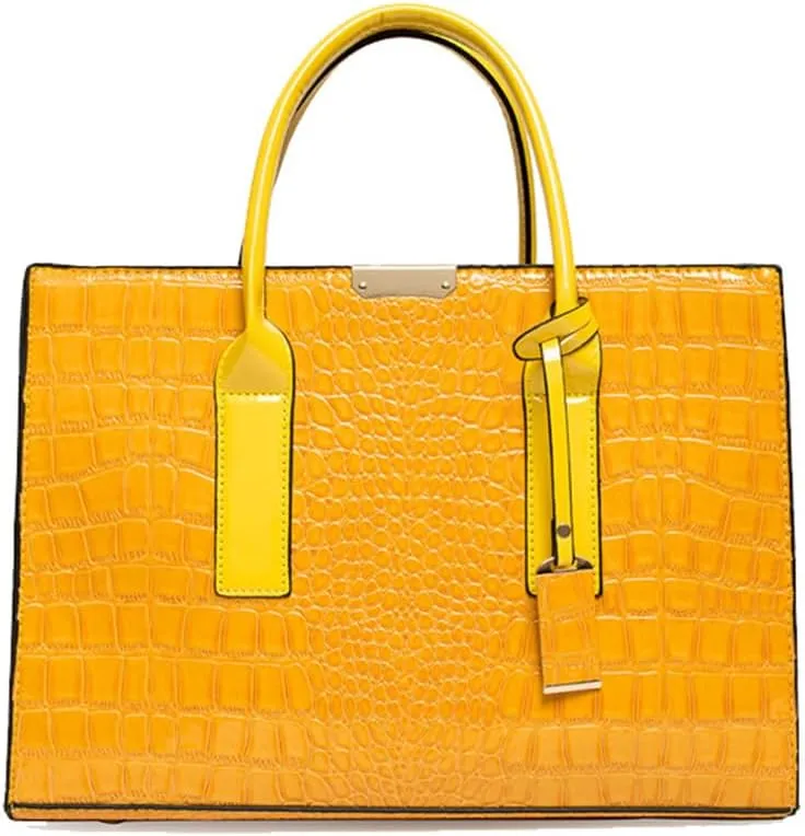 Patent Leather Tote Purse for Women Crocodile Print Glossy Shoulder Handbag Work Top-handle Satchel Crossbody Bag
