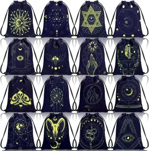Paterr 16 Pcs Velvet Storage Bag for Tarot Cards, Runes, Dice - Vintage Drawstring Pouches for Jewelry and Tarot Enthusiasts, 7.1 x 5.9 Inch (Classic Style)