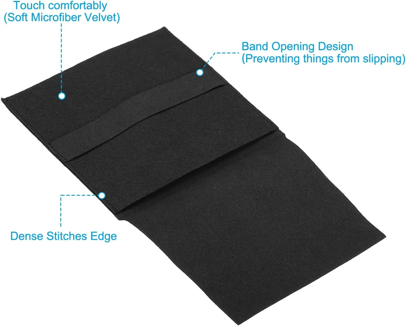 PATIKIL 10x10cm Jewelry Pouches with Band, 8 Pack Microfiber Portable Soft Storage Bags Packaging for Necklace Bracelet Earring Watch Rings Brooch, Black