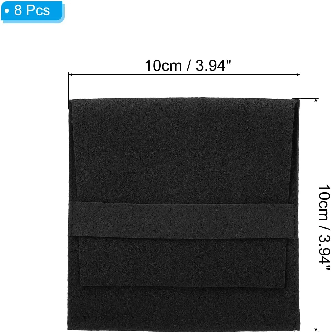 PATIKIL 10x10cm Jewelry Pouches with Band, 8 Pack Microfiber Portable Soft Storage Bags Packaging for Necklace Bracelet Earring Watch Rings Brooch, Black