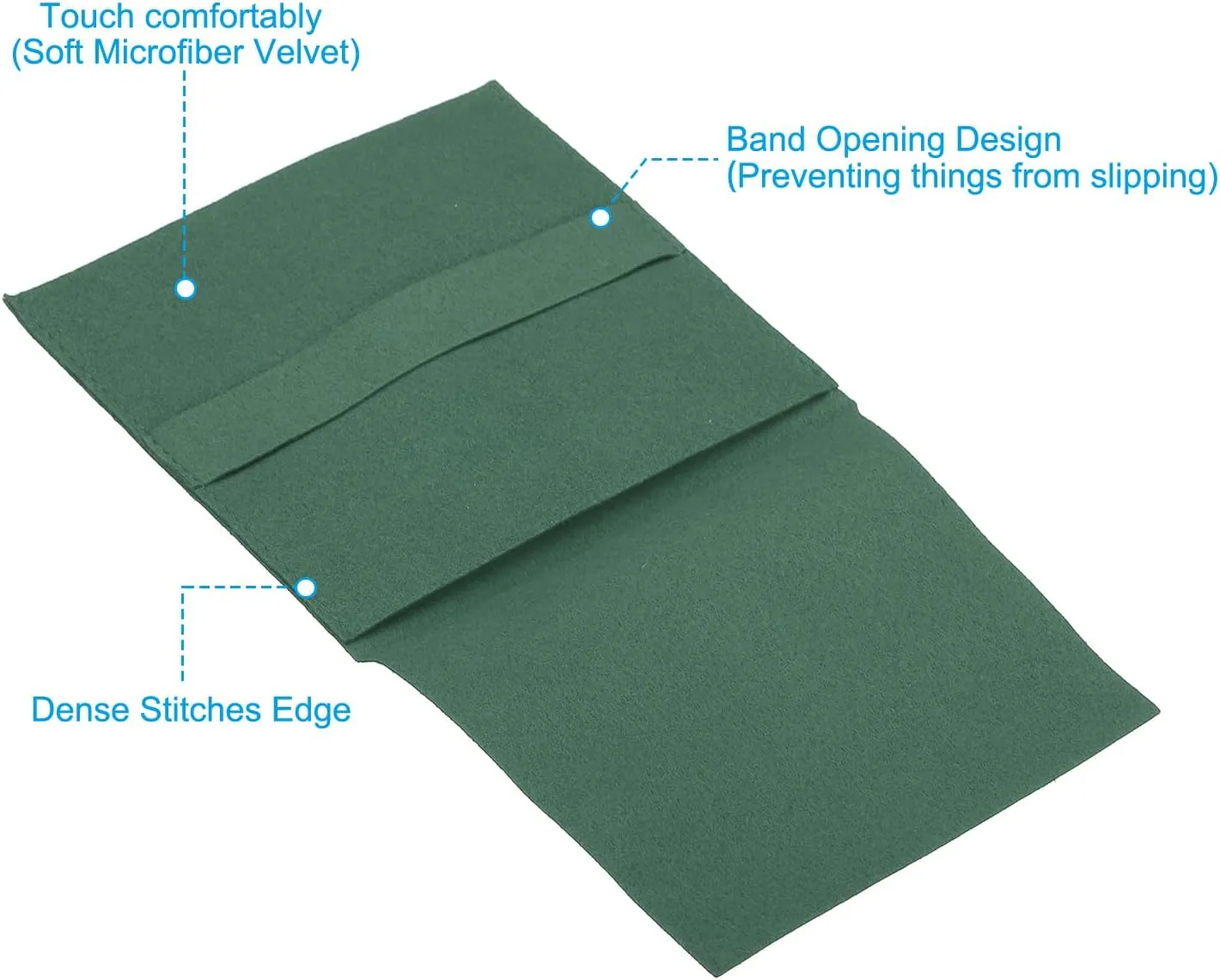 PATIKIL 10x10cm Jewelry Pouches with Band, 8 Pack Microfiber Portable Soft Storage Bags Packaging for Necklace Bracelet Earring Watch Rings Brooch, Dark Green