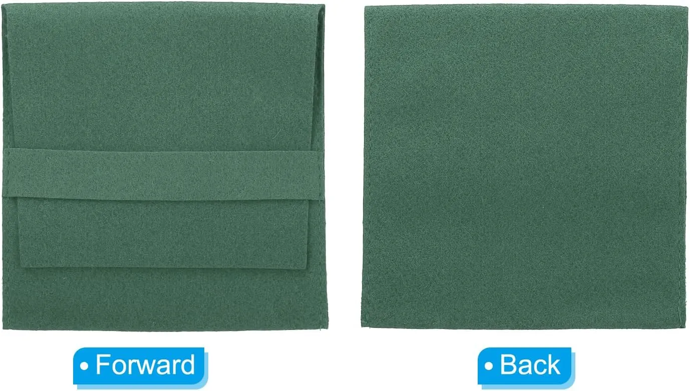 PATIKIL 10x10cm Jewelry Pouches with Band, 8 Pack Microfiber Portable Soft Storage Bags Packaging for Necklace Bracelet Earring Watch Rings Brooch, Dark Green