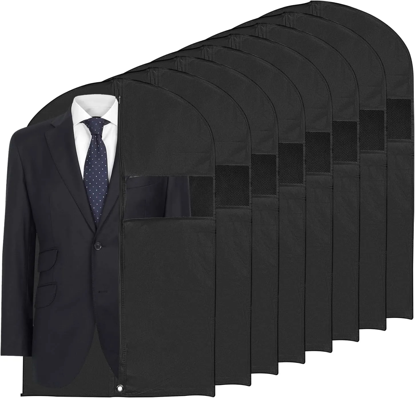 PATIKIL 40 Inch Long Garment Bag for Closet Storage and Travel 8 Pack Waterproof Suit Protector Bags with Clear Window & Zipper for Hanging Clothes for Women Men Coat Jacket (40"x24")