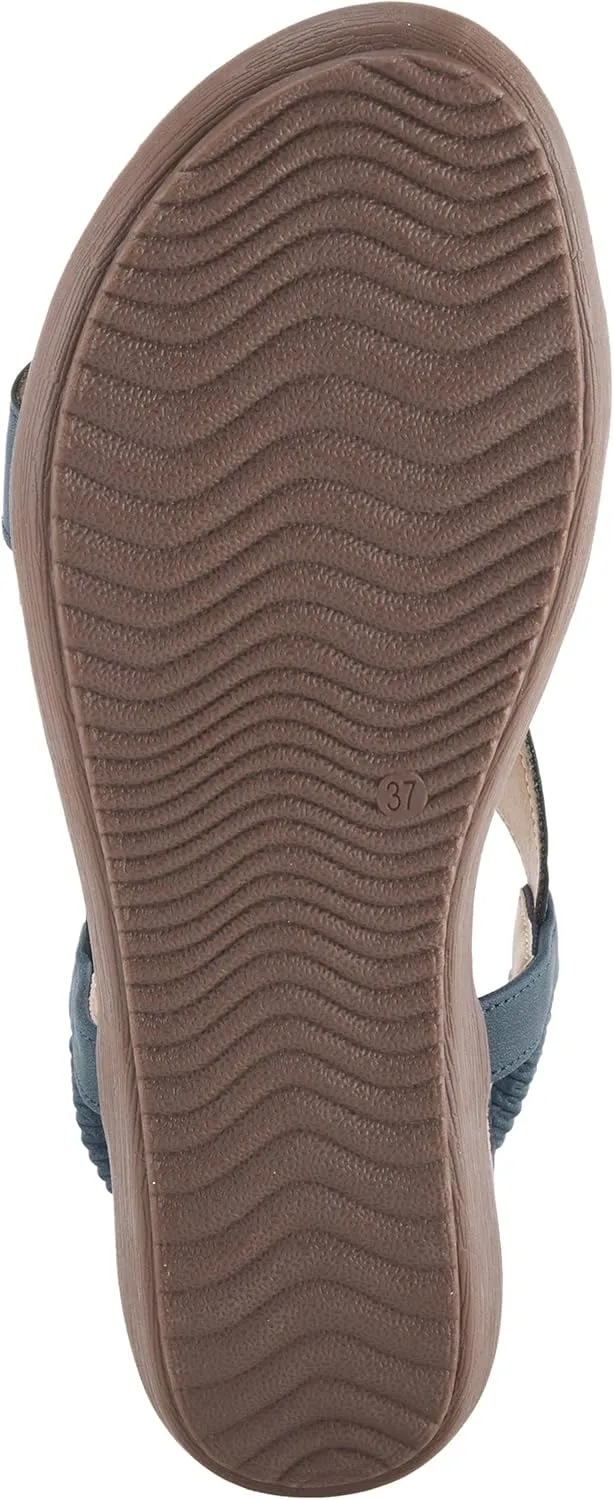PATRIZIA Volcanic Women's Slingback T-Strap Sandals – Sandals with Slip-On Comfort, Microsuede Insole, Beaded Floral Design