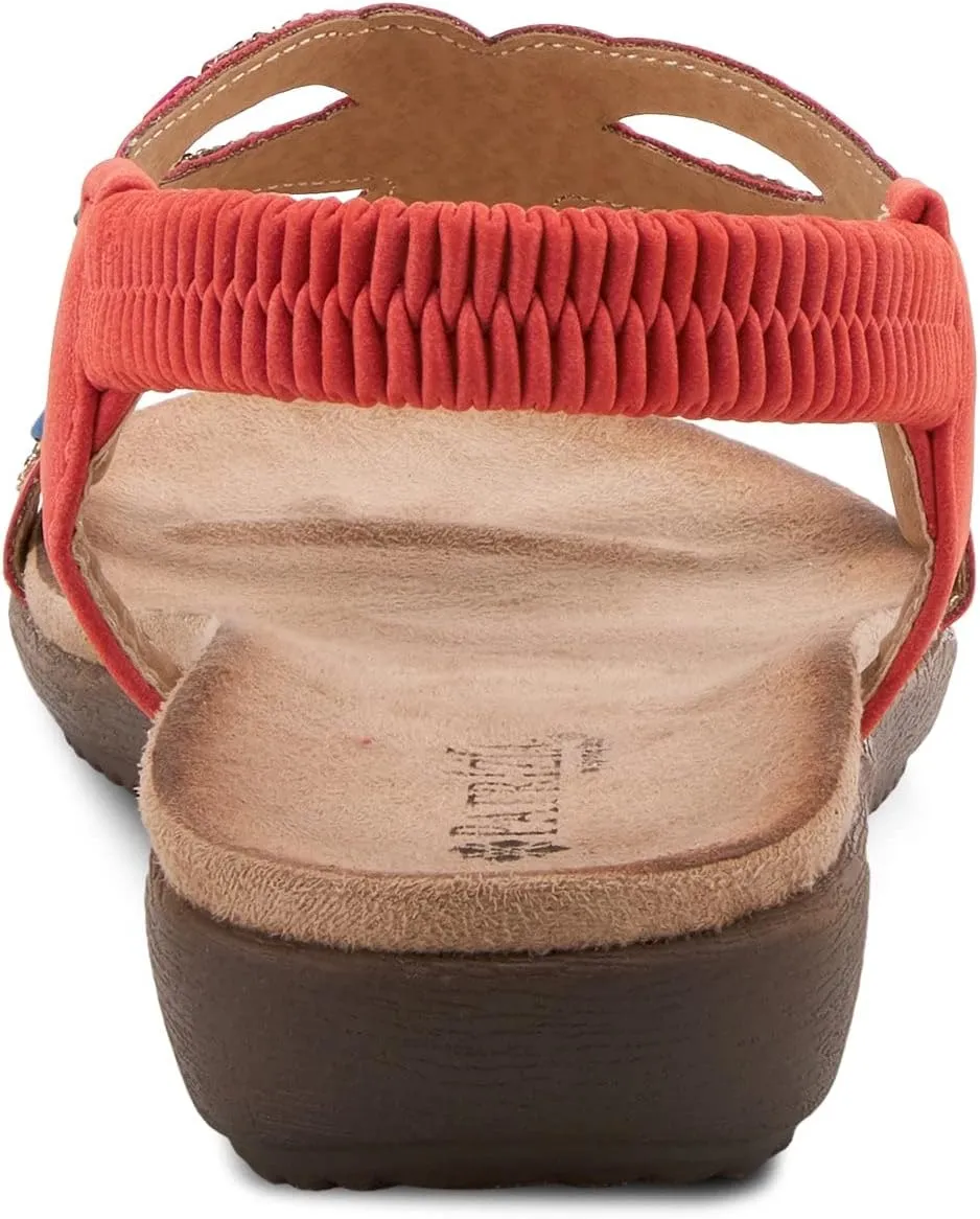 PATRIZIA Volcanic Women's Slingback T-Strap Sandals – Sandals with Slip-On Comfort, Microsuede Insole, Beaded Floral Design