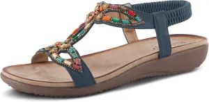 PATRIZIA Volcanic Women's Slingback T-Strap Sandals – Sandals with Slip-On Comfort, Microsuede Insole, Beaded Floral Design