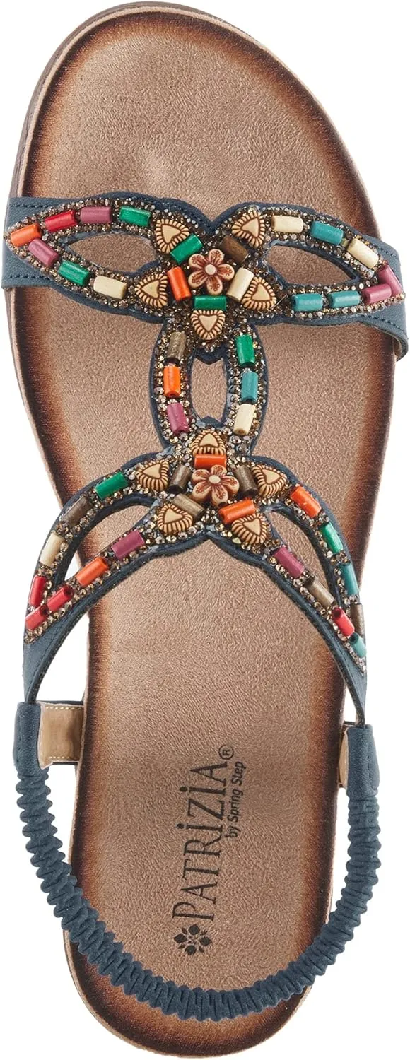 PATRIZIA Volcanic Women's Slingback T-Strap Sandals – Sandals with Slip-On Comfort, Microsuede Insole, Beaded Floral Design