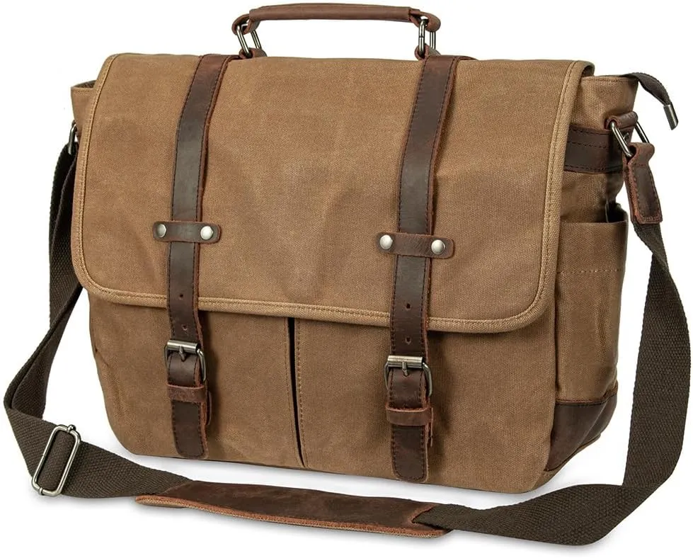 peacechaos Messenger Bag for Men, Briefcases 15.6" Laptop Bag Crossbody Satchel Bags for Computer Work Office Bag