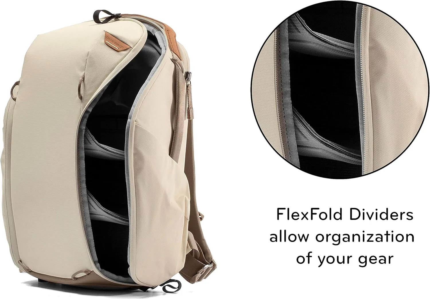 Peak Design Everyday Backpack Zip 15L Bone, Carry-on Backpack with Laptop Sleeve (BEDBZ-15-BO-2)